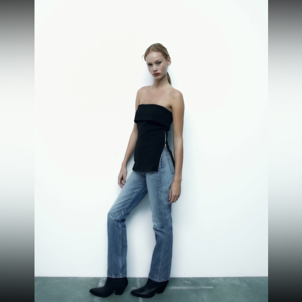 Zara Strapless Asymmetrical Corset Bustier Top